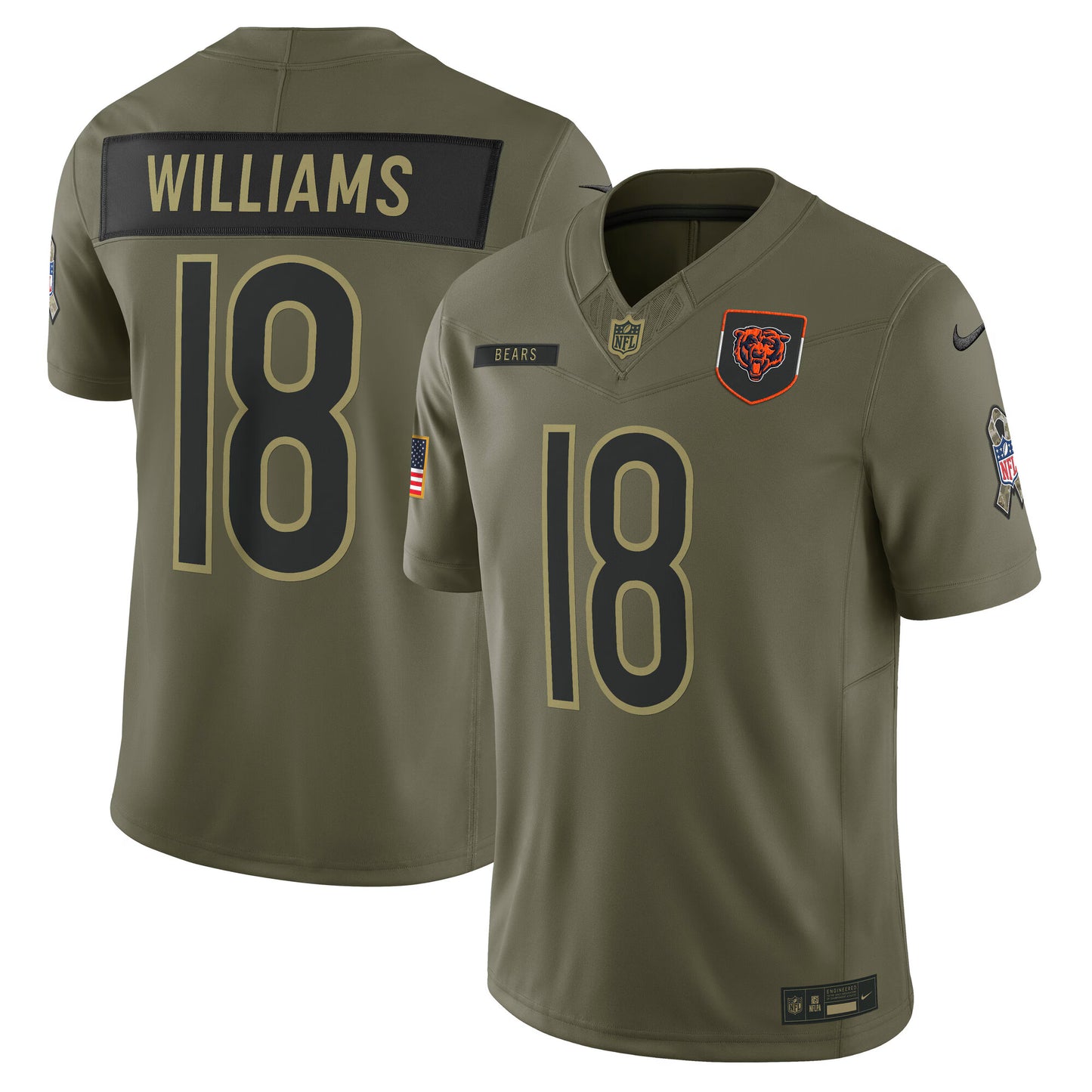 Chicago Bears Caleb Williams Olive 2025 Salute to Service Limited Jersey