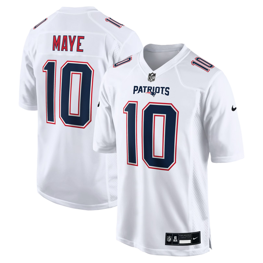 New England Patriots Drake Maye Tundra White Game Jersey