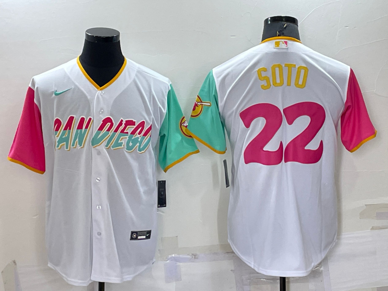 Men's San Diego Padres Juan Soto #22 White Stitched jersey