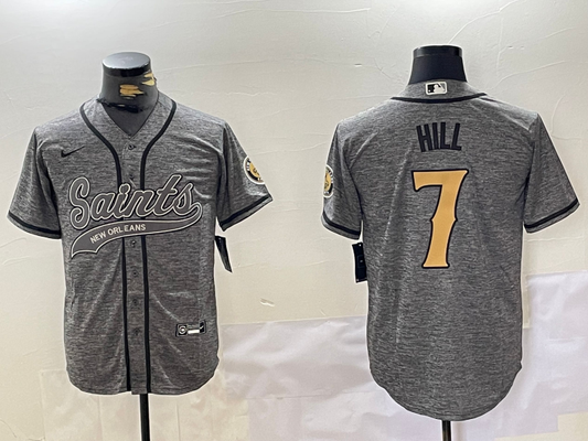Men's New Orleans Saints Taysom Hill #7 Gray Player jersey