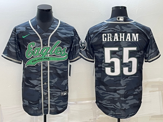 Men's Philadelphia Eagles Brandon Graham #55 Grey Camouflage Game jersey Joint Edition