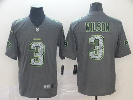 Men's Seattle Seahawks Russell Wilson #3 Gray Alternate Game Jersey1