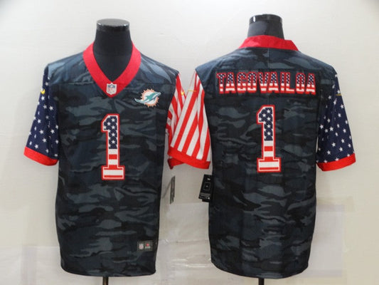 Men's Miami Dolphins Tua Tagovailoa #1 Gray Camouflage Game jersey