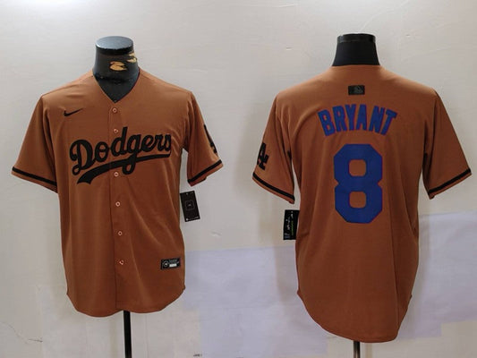 Men's Los Angeles Dodgers Kobe Bryant #8 Brown Replica Player Jersey1