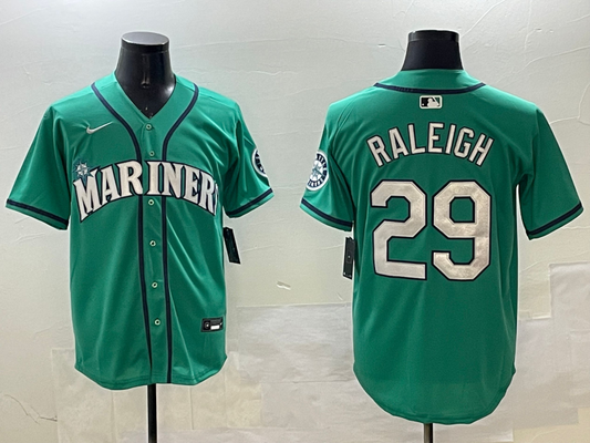 Men's Seattle Mariners Cal Raleigh #29 Aqua Official Replica Player Jersey