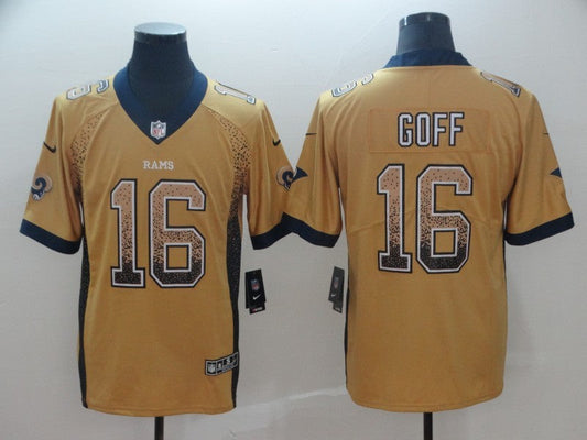 Men's Los Angeles Rams Jared Goff #16 Yellow Player Game Jersey1