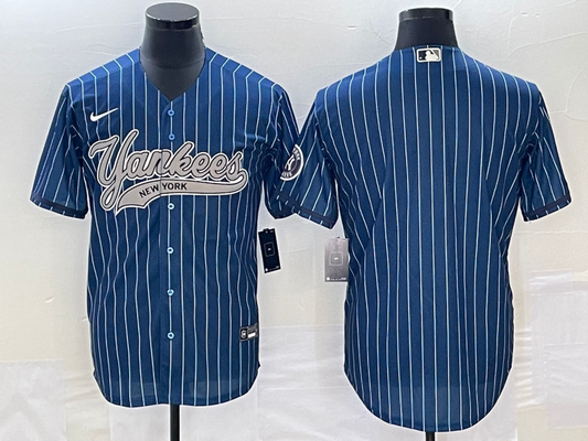 Men's New York Yankees Blue Replica Blank Jersey1 Joint Edition