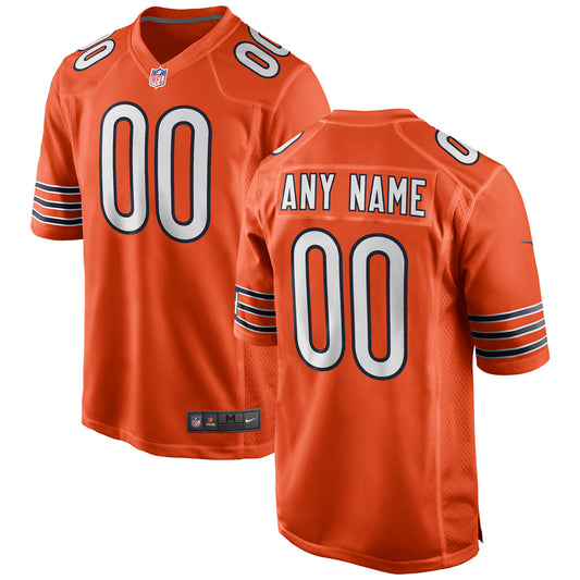Chicago Bears Orange Alternate Custom Game Jersey