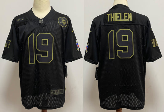 Men's Minnesota Vikings Adam Thielen Black 2020 Salute To Service Limited Jersey1