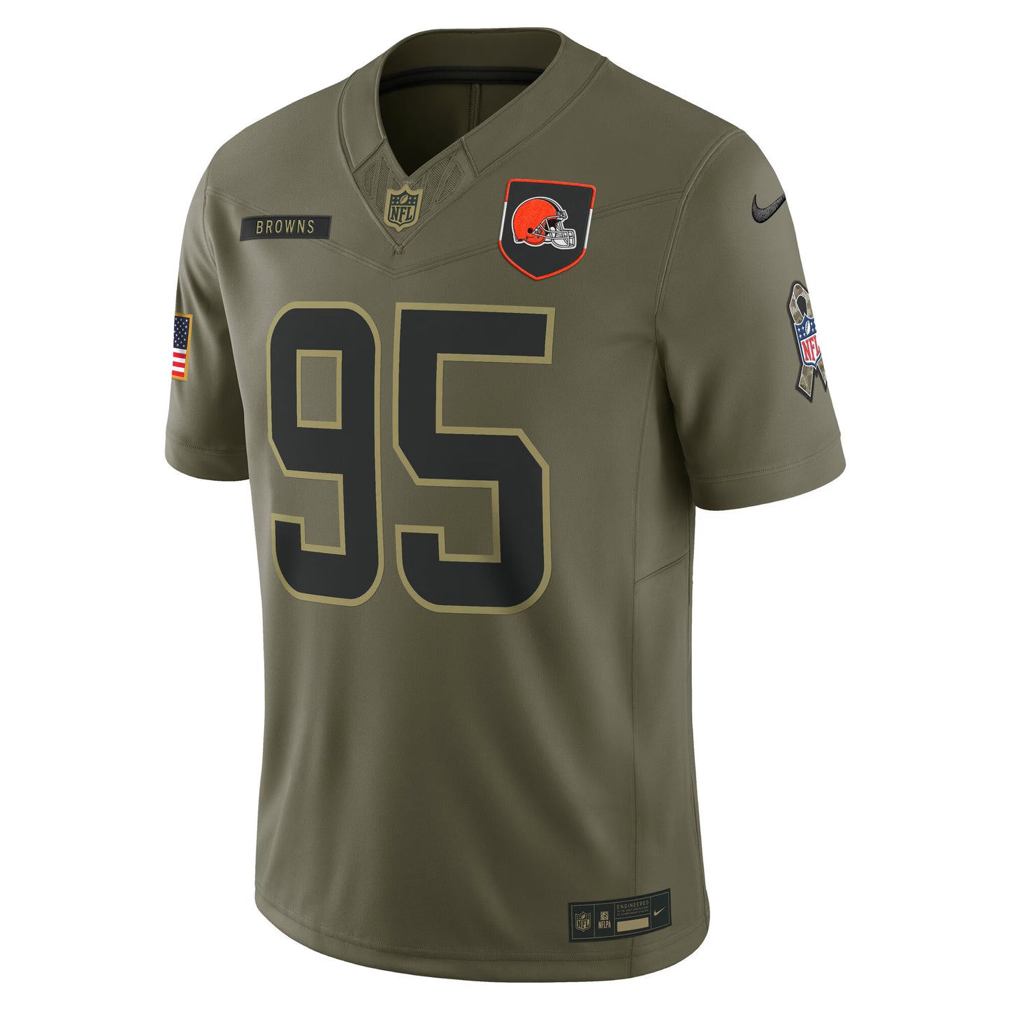 Cleveland Browns Myles Garrett Olive 2025 Salute to Service Limited Jersey