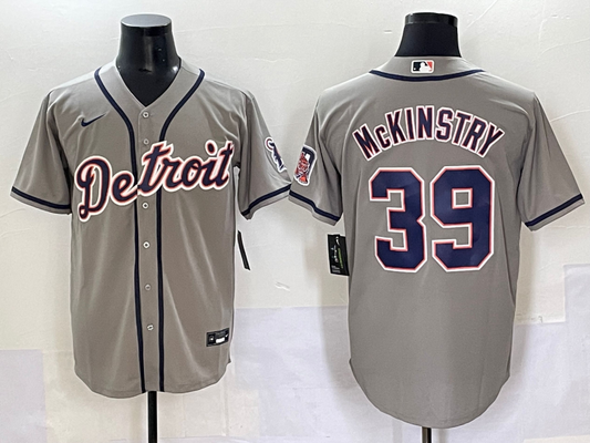 Men's Detroit Tigers Zach McKinstry #39 Gray Replica Player Jersey