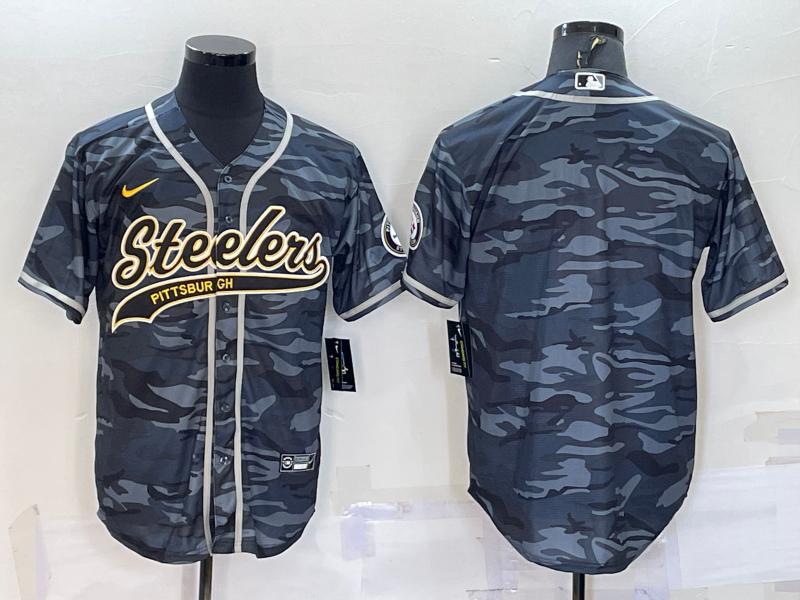 Men's Pittsburgh Steelers Gray Camouflage Blank jersey