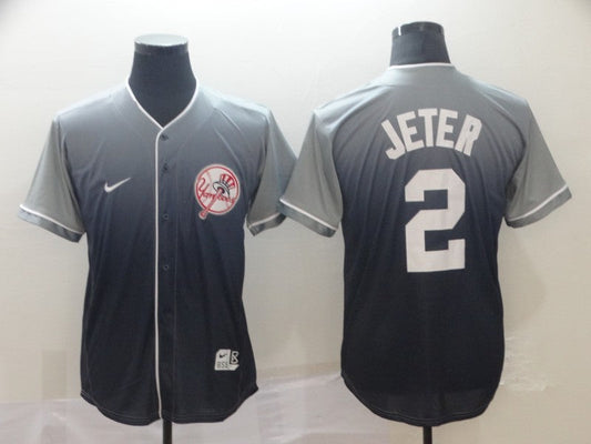 Men's New York Yankees Derek Jeter #2 Gray Stitched Jersey1