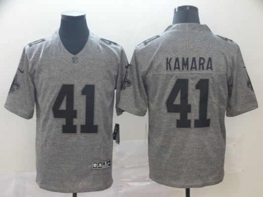 Men's New Orleans Saints Alvin Kamara #41 Gray Alternate Game Jersey1