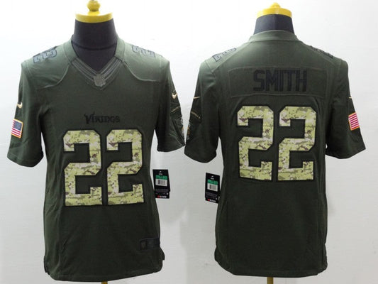 Men's Minnesota Vikings Harrison Smith #22 Army Green Game Jersey1