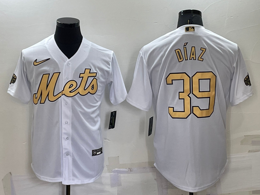 Men's New York Mets Edwin Diaz #39 White Replica Player Jersey1