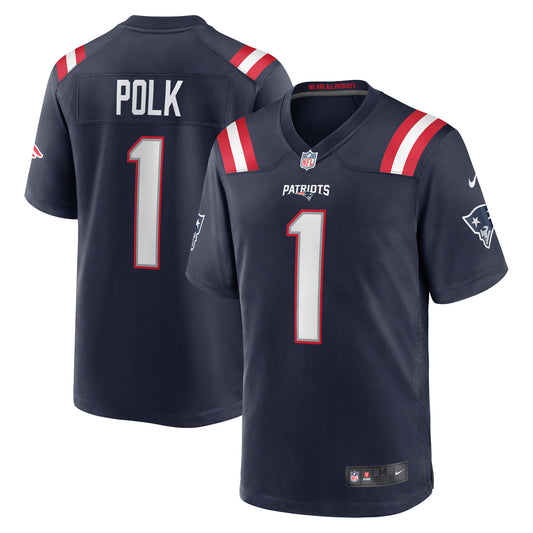 New England Patriots Ja'Lynn Polk Navy Team Game Jersey