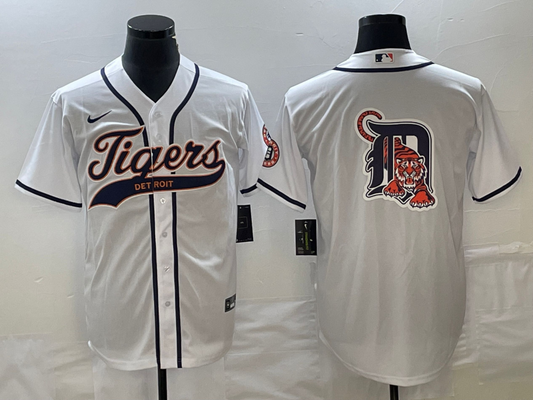 Men's Detroit Tigers White Replica Jersey1 Joint Edition