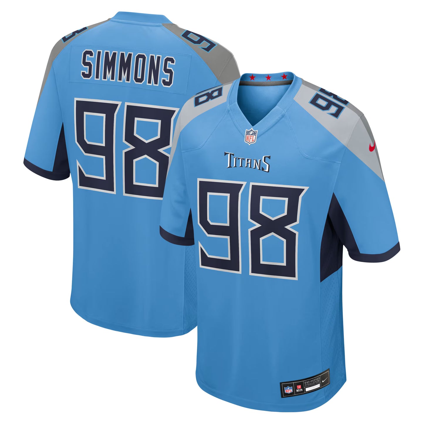 Tennessee Titans Jeffery Simmons Light Blue Team Game Jersey