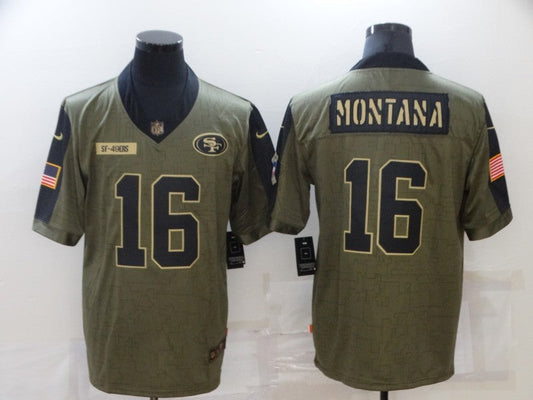 Men's San Francisco 49ers Joe Montana #16 Brown Player Game jersey