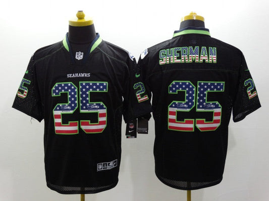 Men's Seattle Seahawks Richard Sherman #25 Black Game Jersey1