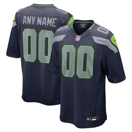 Seattle Seahawks College Navy Custom Game Jersey