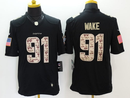 Men's Miami Dolphins Cameron Wake #91 Black Game Player jersey