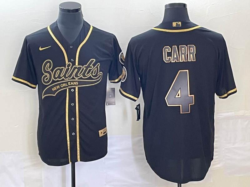 Men's New Orleans Saints Derek Carr #4 Black Player jersey Joint Edition
