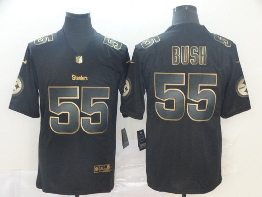 Men's Pittsburgh Steelers Devon Bush Jr. #55 Black Game Player Jersey1