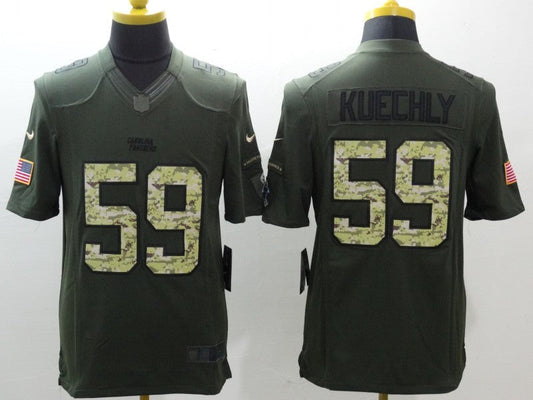 Men's Carolina Panthers Luke Kuechly #59 Army Green Game Jersey1