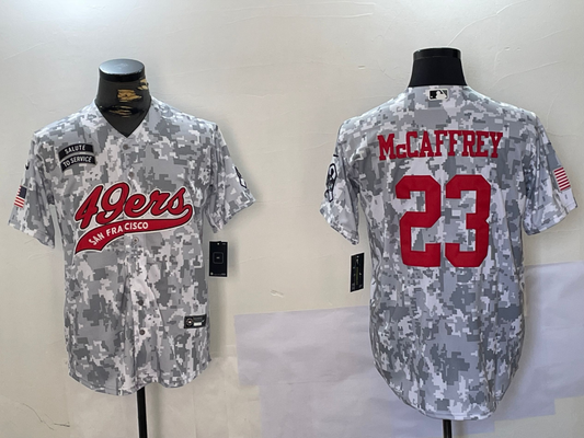 Men's San Francisco 49ers Christian McCaffrey #23 Arctic Camo Salute to Service Limited jersey
