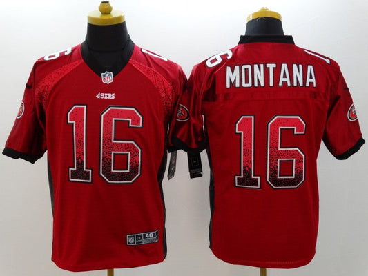 Men's San Francisco 49ers Joe Montana #16 Red Authentic Game Jersey1