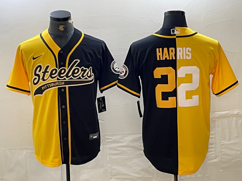 Men's Pittsburgh Steelers Najee Harris #22 Yellow/Black Game Jersey1 Joint Edition