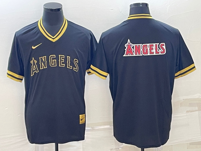 Men's Los Angeles Angels Black Alternate Replica Player Jersey1