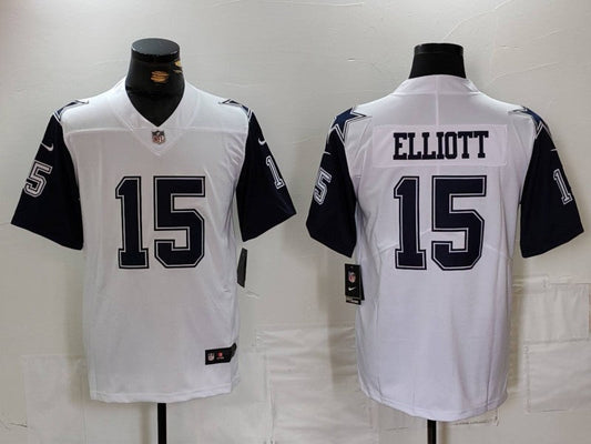 Men's Dallas Cowboys Ezekiel Elliott #15 White 2nd Alternate Legend Jersey1