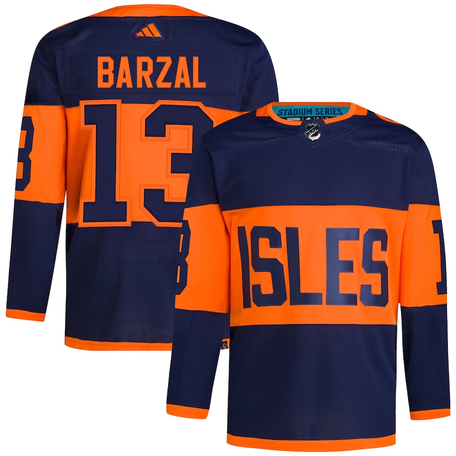 Mathew Barzal New York Islanders   2024 NHL Stadium Series Primegreen   Jersey Navy