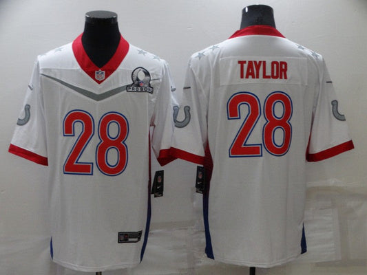 Men's Indianapolis Colts Jonathan Taylor #28 White ALL STAR Game Jersey1
