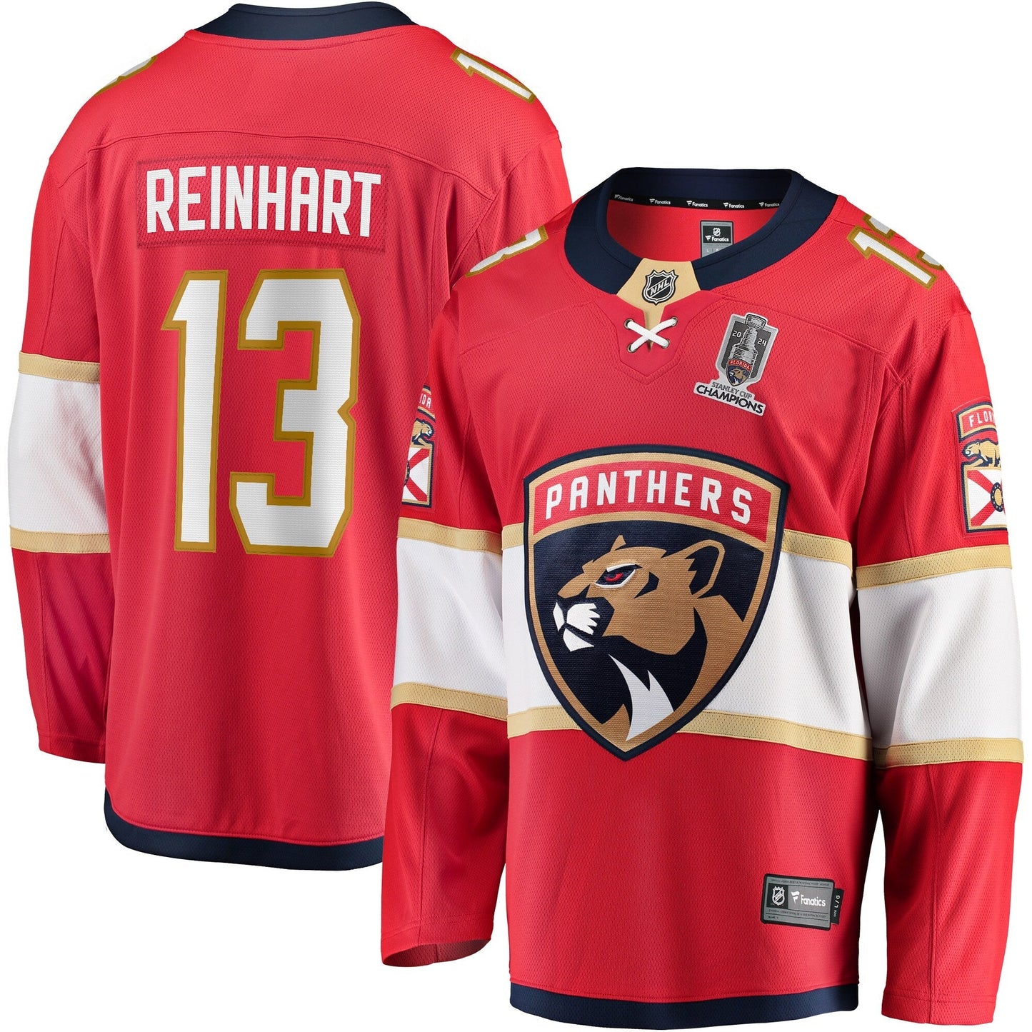 Sam Reinhart Florida Panthers   Home 2024 Stanley Cup Champions Breakaway  Jersey Red