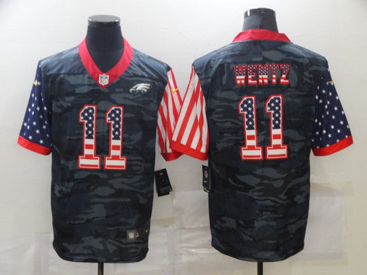 Men's Philadelphia Eagles Carson Wentz #11 Grey Camouflage Game Player jersey