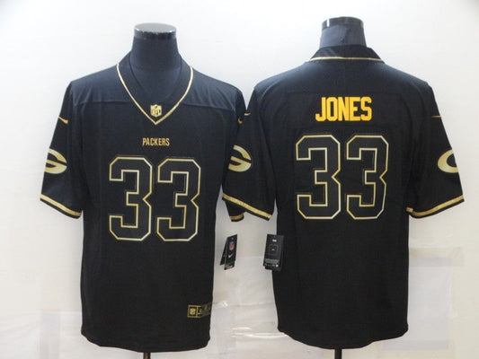 Men's Green Bay Packers Aaron Jones #33 Black Player Game Jersey1
