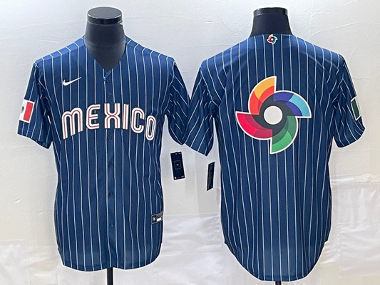 Men's 2023 World Baseball Classic Mexico Navy Alternate Game jersey