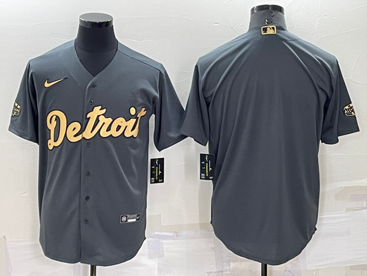 Men's Detroit Tigers Dark Gray Blank Replica Jersey1
