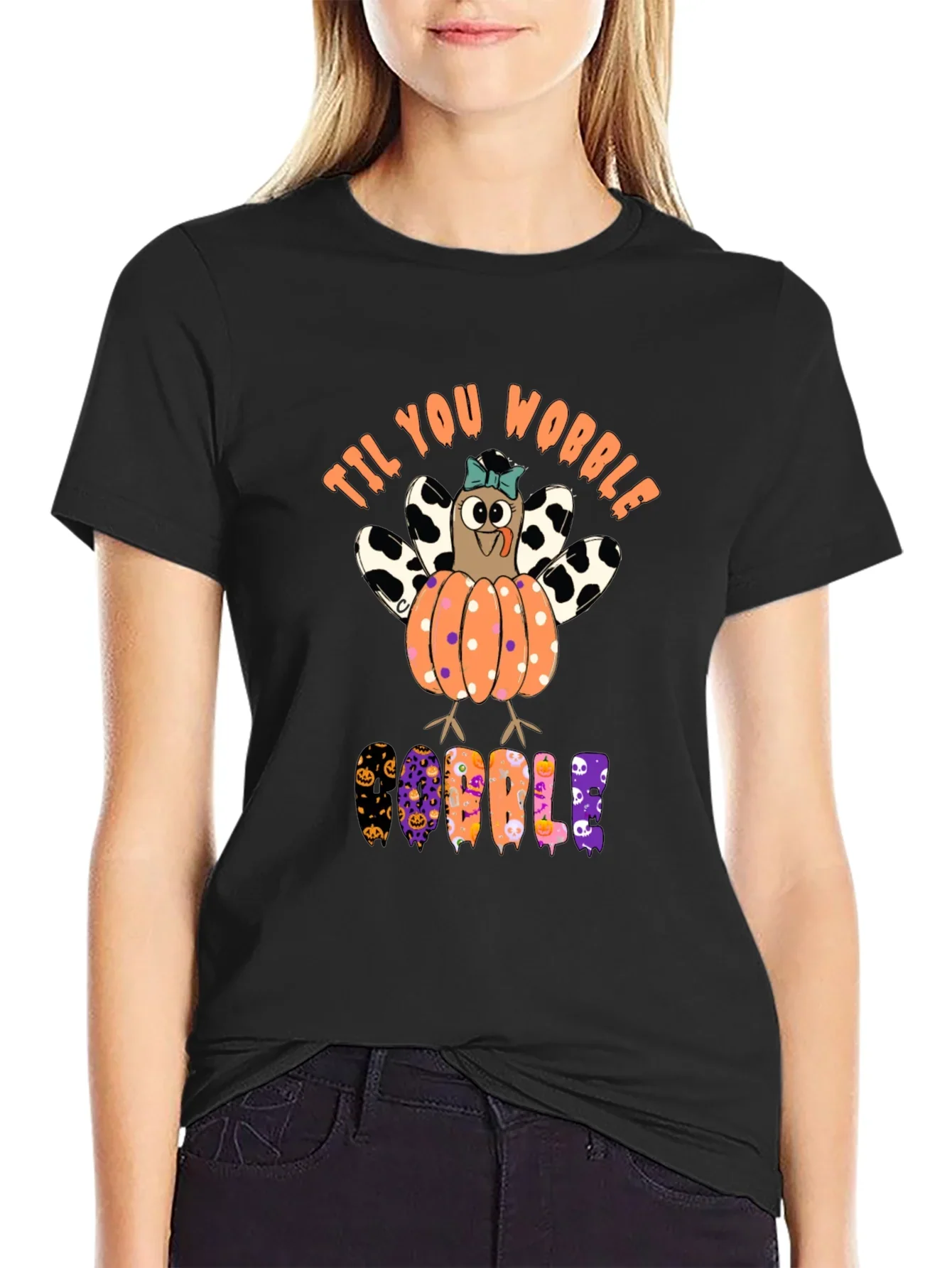 Til You Wobble Turkey Pumpkin Halloween T-Shirt
