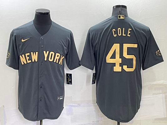 Men's New York Yankees Gerrit Cole #45 Gray Replica Player Jersey1