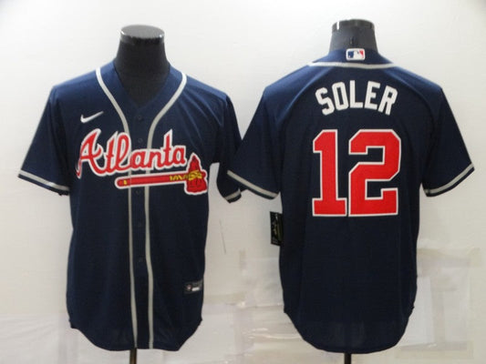 Men's Atlanta Braves Jorge Soler #12 Navy Replica Player Jersey1