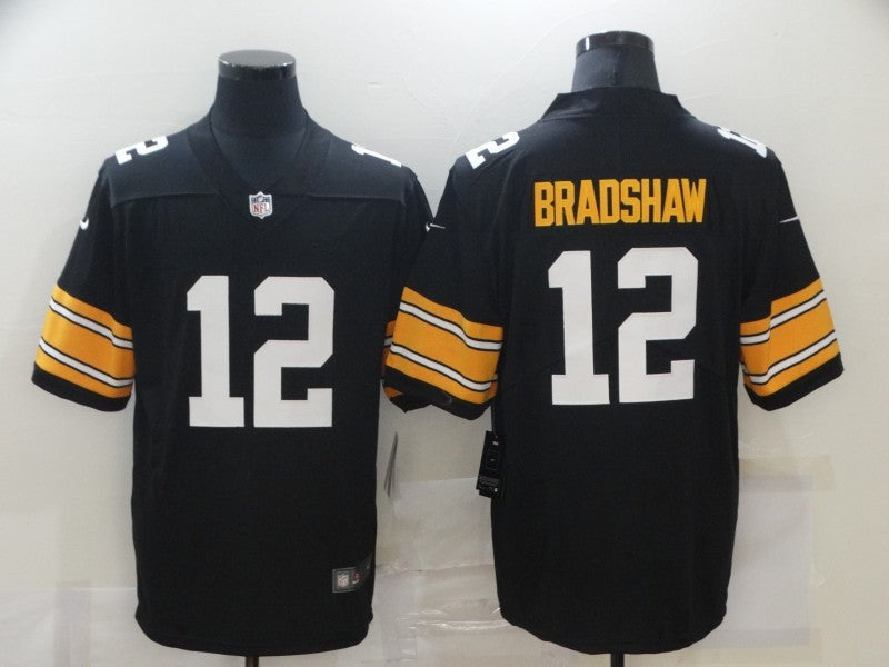 Men's Pittsburgh Steelers Terry Bradshaw #12 Black Player Game Jersey1