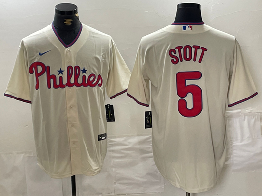 Men's Philadelphia Phillies Bryson Stott #5 Cream Replica Player Jersey1