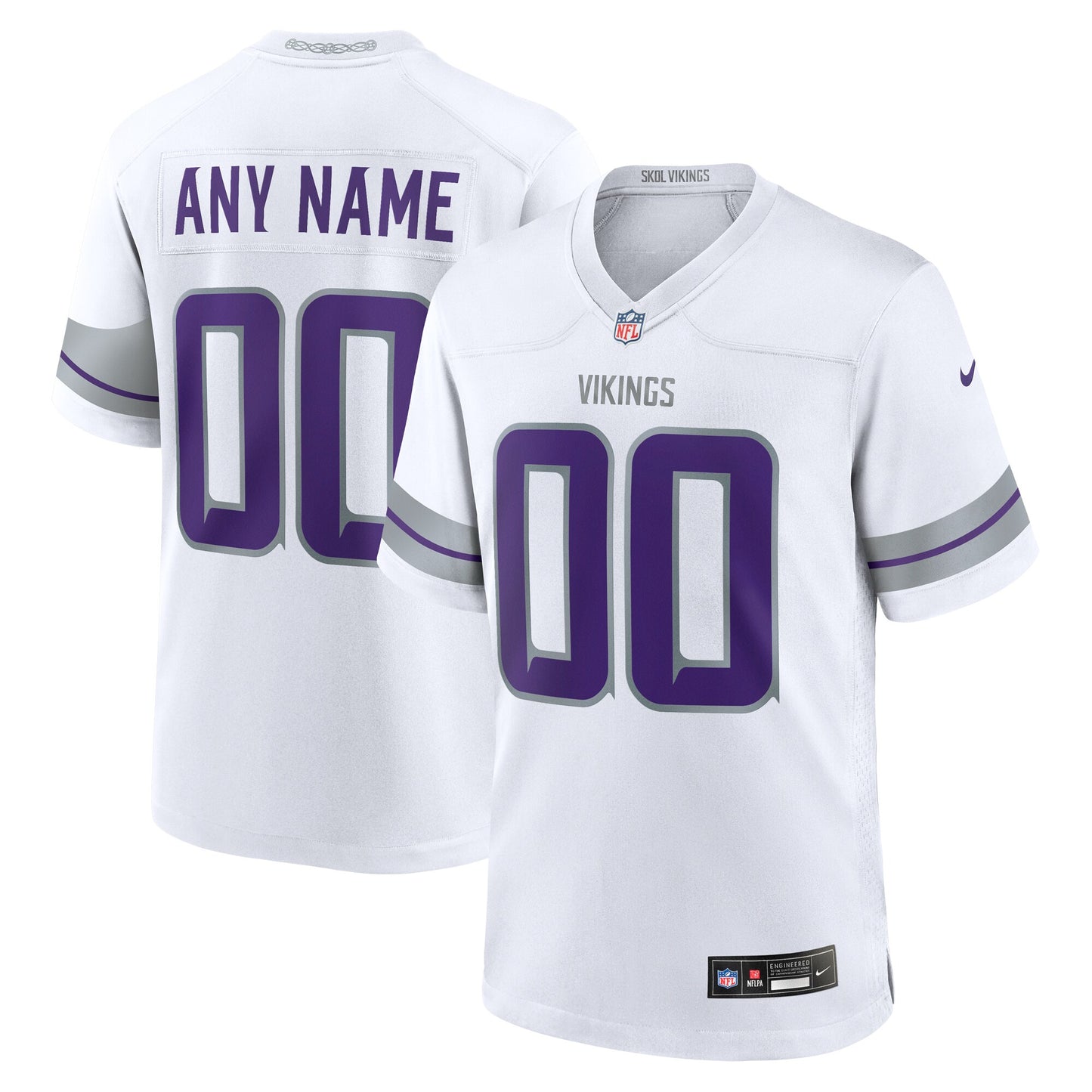 Minnesota Vikings White Alternate Custom Game Jersey