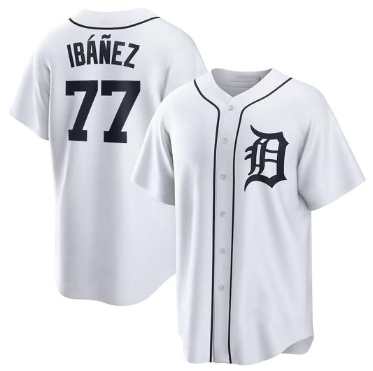 Detroit Tigers #77 Andy Ib?ez White Home Replica Player Name Jersey Baseball Jerseys