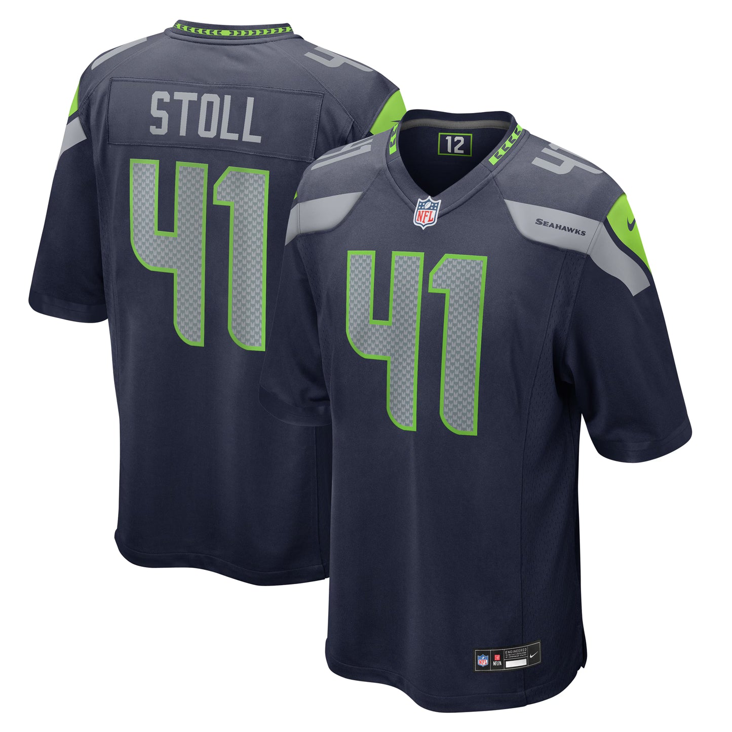 Seattle Seahawks Chris Stoll College Navy Game Jersey